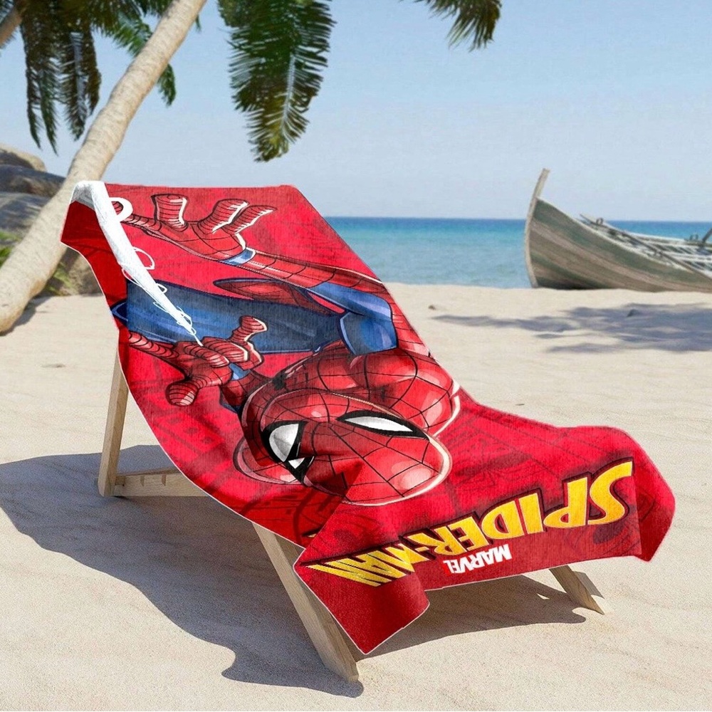 Marvel Spider-Man Beach Towel 27.5 x 55 Inches Kids Pool Bath Towel Red - Picture 3 of 8